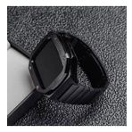 Apple Watch 44mm Kordon Swatch Tarzı Paslanmaz Baklalı Metal Kasa Kordon