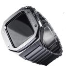 Apple Watch 7 8 45mm Kordon Swatch Tarzı Paslanmaz Baklalı Metal Kasa Kordon