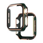 Apple Watch SE Serisi 6 Serisi 5 Serisi 4 44 mm ile Uyumlu Temperli Cam Ekran Koruyuculu Sert Kılıf, iWatch için Ultra İnce Darbeye Dayanıklı Tam Kapak, Yeşil+Altın
