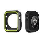 Apple Watch Seri 1 2 3 İçin 38 MM İki Renkli Silikon Tpu Kılıf (Siyah Sarı)