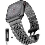 Apple Watch Seri 2 3 4 5 6 7 8 Se Ultra Uyumlu 38 40 41 mm Uyumlu Paslanmaz Çelik Rolex Saat Kordonu - Apple Watch 38-40-41mm - Siyah