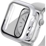 Apple Watch Series 7/8/9 45 Uyumlu mm Kasa ve Ekran Koruyucu Mika Kılıf . - Apple Watch 45 mm - Gümüş