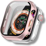 Apple Watch Series 7/8/9 45 Uyumlu mm Kasa ve Ekran Koruyucu Mika Kılıf . - Apple Watch 45 mm - Rose