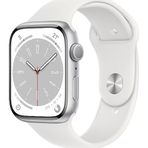 Apple Watch Series 8 GPS 45 mm Gümüş Alüminyum Kasa Beyaz Akıllı Saat Teşhir- Outlet