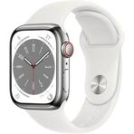 Apple Watch Series 8 GPS + Cellular 41mm Gümüş Beyaz Paslanmaz Çelik Kasa Akıllı Saat