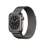 Apple Watch Series 8 GPS + Cellular Paslanmaz Çelik Kasa 41 mm  Milano Loop Grafit Akıllı Saat