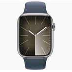 Apple Watch Series 9 41 mm Gps + Cellular Gümüş Paslanmaz Çelik Kasa Spor Kordon Akıllı Saat