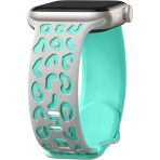 Apple Watch Uyumlu 44 45 46Mm Leopar Desenli Yumuşak Silikon Kordon Seri 2 3 4 5 6 Se 7 8 9 10 Gri