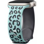 Apple Watch Uyumlu 44 45 46Mm Leopar Desenli Yumuşak Silikon Kordon Seri 2 3 4 5 6 Se 7 8 9 10 Su Yeşili