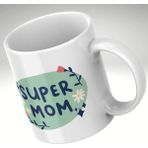 Applucky Super Mom Kupa Baskı Kupa Bardak Anneler Günü - 010 - Beyaz - 350 ml
