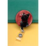 Apptakı Kara Kedi Buton Yoyo Yaka Kartığı Kart Tutucu Yoyo Kartlık - MBY0055