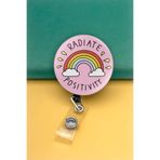 Apptakı Radiate Positivity Gökkuşağı Metal Buton Yoyo Yaka Kartığı Kart Tutucu Yoyo Kartlık - MBY0075
