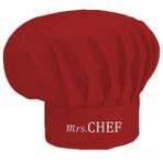 Apr10 Mrs.chef Nakış Işlemeli Mantar Kep Aşçı Şef Şapkası - Standart - Kırmızı