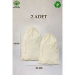 APRENDİ %100 Pamuk Ham Bez Kese 25x35 cm – 2’li Set | Doğal Bez Torba | Çekme İpli Organizer