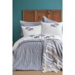 Apricitas Home Aleph Blue Çift Kişilik %100 Pamuk Nevresim Takımı ve Battaniye-Yatak Örtüsü Seti - 230 x 240 cm - Mavi
