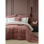 Apricitas Home Barones Çift Kişilik Kadife Yatak Örtüsü ve Pamuk Saten Nevresim Seti - Gül Rengi - 240 x 250 cm