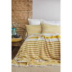 Apricitas Home Çift Kişilik Brulee Safran Keten Yatak Örtüsü Seti - Sarı - 225 x 240 cm