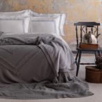 Apricitas Home Moneda Gri Çift Kişilik Yatak Örtüsü Set - 220 x 240 cm - Açık Gri