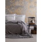 Apricitas Home Moneda Triko Çift Kişilik Yatak Örtülü Nevresim Seti - Gri - 220 x 240 cm