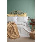 Apricitas Home Sage Hardal Çift Kişilik %100 Pamuk Nevresim Takımı ve Müslin Yatak Örtüsü Seti - 200 x 220 cm