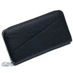 AprinCtempsD RFID engelleme bayanlar uzun cüzdan hakiki deri kadın küçük debriyaj bozuk para cüzdanı büyük kapasiteli kredi kartı organizatör Zip ile, siyah, 20 x 2.5 x 10.5 cm, Gündelik