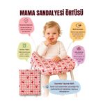 Apronica Kiraz Desenli Mama Sandalyesi Örtüsü-Tüm Modellere Uyumlu-Taşıma Kılıflı