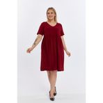 Apsen Collection Apsen Kadın Bordo Büzgü Detaylı midi Yazlık büyük Beden Elbise 4424-105