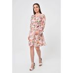 Apsen Collection Apsen Kadın Çiçek Desenli Kruvaze Yaka Midi Şifon Elbise 4433-100