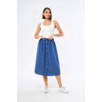 Apsen Collection Apsen Kadın Düğme Detaylı Keten Etek 2191-80