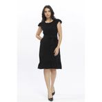 Apsen Collection Apsen Kadın Siyah Renk Omuz Detaylı Büzgülü Midi Boy Yazlık Elbise 3886-100