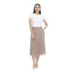 Apsen Textile 2193/75 Midi Boy Piliseli Beli Lastikli Vizon Şifon Kadın Etek