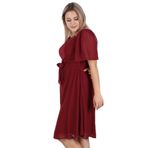 Apsen Textile 4257-110 Bağlama Detaylı Bordo Kadın Midi Şifon Elbise
