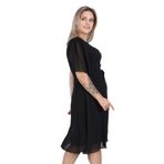 Apsen Textile 4257-110 Bağlama Detaylı Siyah Kadın Midi Şifon Elbise