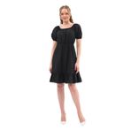 Apsen Textile 4367-95 Beli Lastikli Tery Coton Elbise Siyah Kadın Elbise