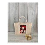 APSHE Krem Askılı Çıtçıtlı Astarlı Ayarlanabilir Askılı Etnik Desen Krem Kanvas Kadın Tote Bag Çanta