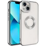 Apsuwa Apple iPhone 14 Plus Kılıf Omega Kamera Korumalı Logo Gösteren Silikon - Gümüş