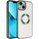 Apsuwa Apple iPhone 14 Plus Kılıf Omega Kamera Korumalı Logo Gösteren Silikon - Yeşil