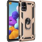 Apsuwa Samsung Galaxy M31S Kılıf Yüzüklü Standlı Tank Çift Katmanlı Vega Gold