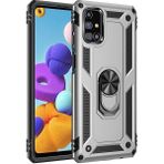 Apsuwa Samsung Galaxy M31S Kılıf Yüzüklü Standlı Tank Çift Katmanlı Vega Gri