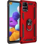 Apsuwa Samsung Galaxy M31S Kılıf Yüzüklü Standlı Tank Çift Katmanlı Vega Kırmızı