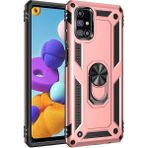 Apsuwa Samsung Galaxy M31S Kılıf Yüzüklü Standlı Tank Çift Katmanlı Vega Rose Gold
