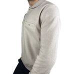 APT PRESTIGE Erkek Bej Polo Yaka Cepli Normal Kalıp Kazak - 116-Bej