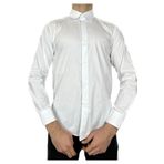 APT PRESTIGE Erkek Beyaz Poplin Likra Kol Düğmeli Biyeli Slim Fit Gömlek BEYAZ M