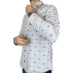 APT PRESTIGE Erkek Uzun Kol Sarı Kırmızı Slim Fit Desenli Gömlek - XL