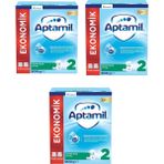 Aptamil Toz Devam Sütü 2 Numara 6-9 Ay 3'lü Paket 2700 gr Sütlü İçerik