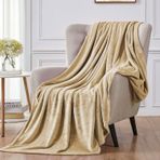 Aputue Battaniye, 280GSM süper yumuşak yatak battaniyesi, peluş rahat hafif flanel battaniye, yatak, kanepe, seyahat ve kamp için, deve rengi, 200x230cm