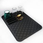 Aputue Bulaşık yıkama matı, 40x30 cm silikon mutfak paspası, kolay temizlenen bulaşık kurutma matı, ısıya dayanıklı sıcak tencere altlığı, tezgah veya lavabo için, buzdolabı ve çekmece astarı (Siyah)