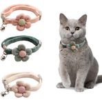 Aputue Çiçekli Kedi Tasması, 3 Parça Yavru Kedi tasması, Çan Pendantlı Peluş Kolye, Çiçek Desenli Emniyetli, Ayarlanabilir Süet tasması, Kız ve Erkek Kediler İçin