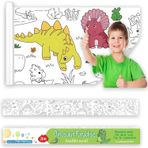 Aputue çocukların çizim rulosu, 300x38cm dev boyama kağıdı rulosu, kendinden yapışkanlı ve iz bırakmayan tasarım, eğitici dinozor desenli rulo kağıt, çocuklar için eğlenceli sanat aktivitesi