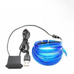Aputue LED araba ampulleri, 5 metre/16.4 feet mavi USB 5V neon aydınlatma, dikiş kenarlı otomotiv dekoratif ışık, araç içi ve bahçe aydınlatması için, elektrolüminesan dekorasyon aksesuarı